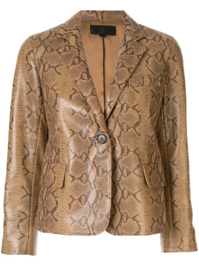 Nili Lotan Sylvie Python-effect Leather Blazer In Brown