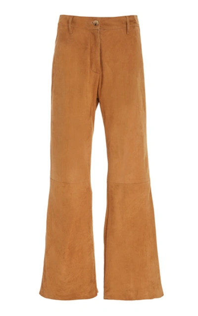 Nili Lotan Vianna Cropped Leather Pant In Brown