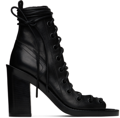 Ann Demeulemeester Black Lace-up Heeled Sandals