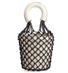 Staud Moreau Cage Bucket Bag - Ivory In Cream/ Black
