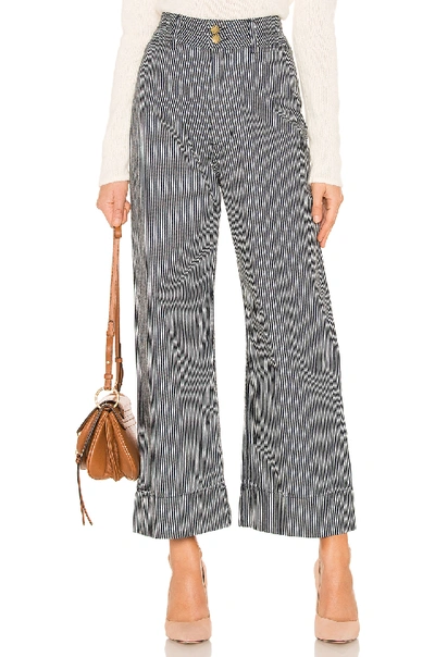 Apiece Apart Liv Cropped Striped Cotton Wide-leg Pants In Railroad Stripe