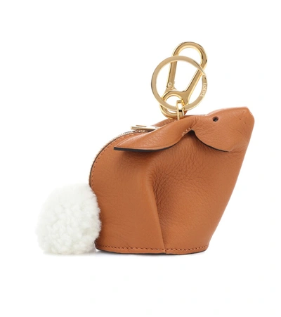 Loewe Bunny Leather Bag Charm In Brown