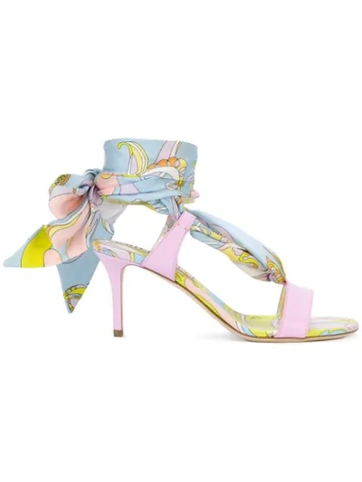 Emilio Pucci Aruba Print Tie Up Sandals In Pink