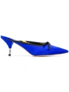 Rochas Satin Slide Mule With Bow, Blue