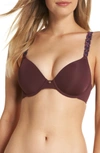 Natori Pure Luxe Underwire T-shirt Bra In Cabernet/ Cadet Blue