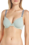 Natori Pure Luxe Underwire T-shirt Bra In Spearmint/ Blue Indigo