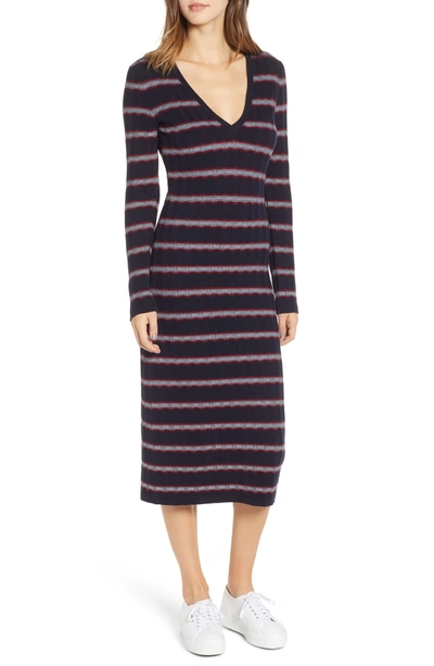 The Fifth Label Gravitation Stripe Sweater Dress In Navy/ Red