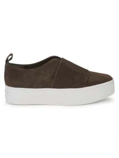 Vince Wallace Platform Slip-on Sneakers In Olive