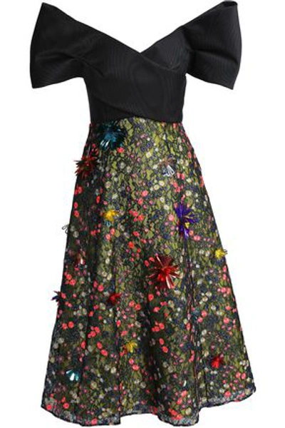 Delpozo Strapless Embellished Lace Midi Dress In Black