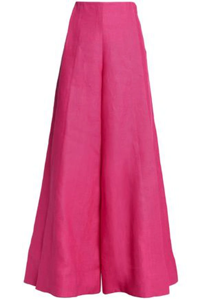 Delpozo Woman Linen Wide-leg Pants Fuchsia