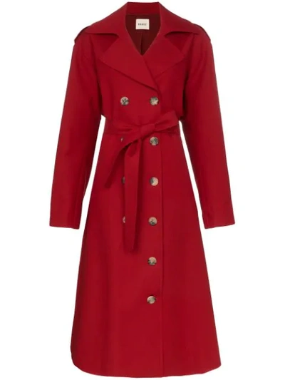 Khaite Lauren Cotton-twill Trench Coat In Red