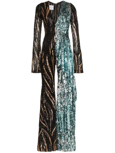 Halpern Sequin Embellished Jumpsuit - Black