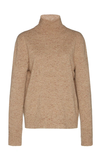 Agnona Cashmere-blend Turtleneck Sweater In Brown
