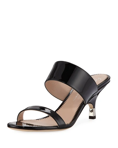 Giuseppe Zanotti Patent Leather Webbed Slide Sandals In Black