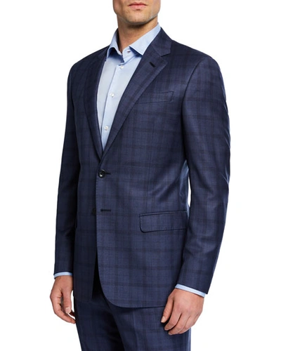 Giorgio Armani Men's Two-piece Plaid Suit In Blue