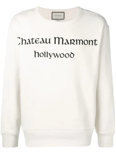 Gucci Chateau Marmont Printed Cotton-jersey Sweatshirt In Neutrals