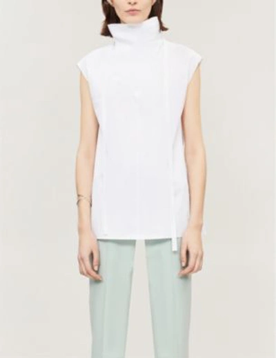 Theory Neck Tie Stretch-cotton Top In White