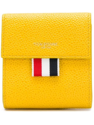 Thom Browne Clasped Leather Large Coin Case In Yellow