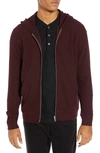 Theory Essential Zip-front Waffle-knit Hoodie In Malbec