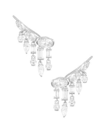 Adriana Orsini Cubic Zirconia Crawler Stud Earrings In Rhodium