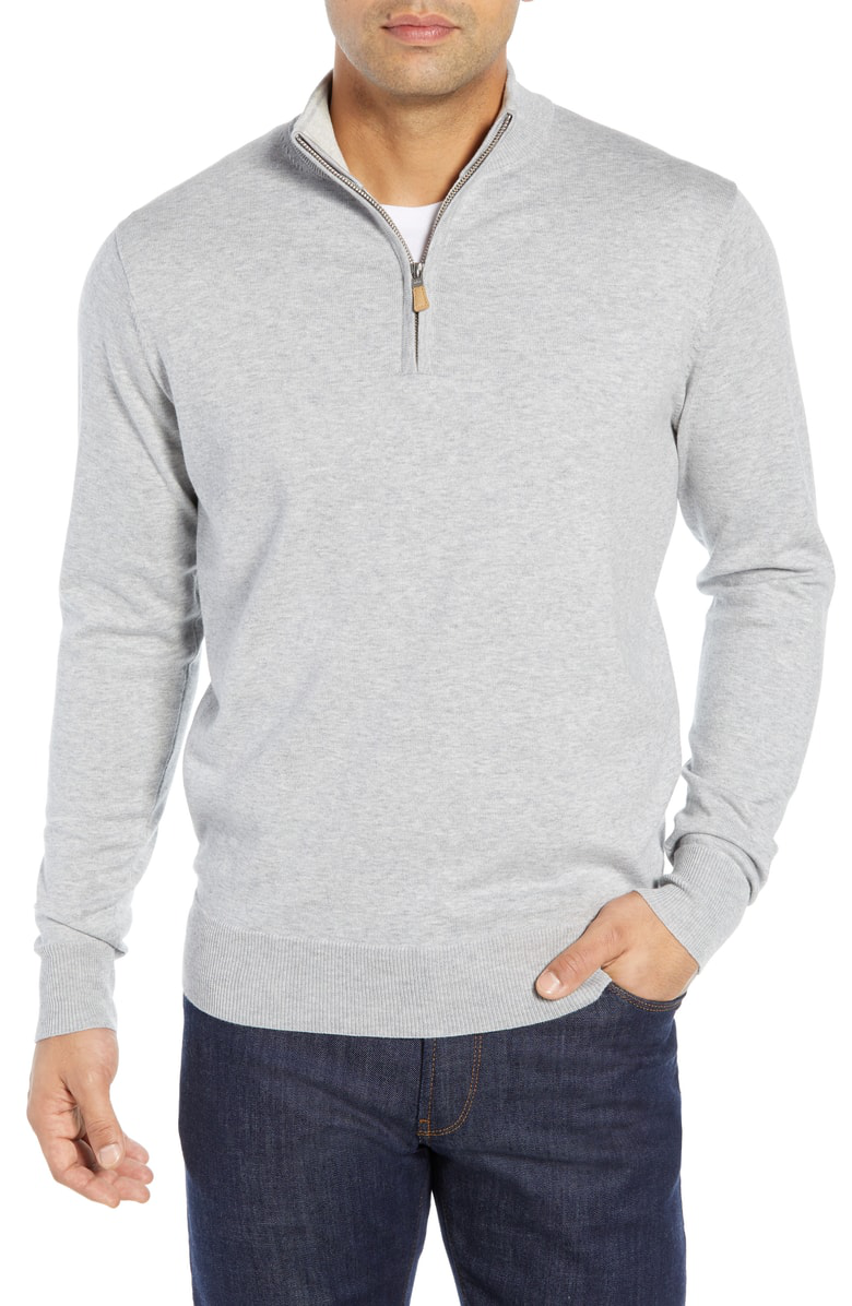 Peter Millar Men's Crown Soft Quarter-zip Sweater In British Grey ...
