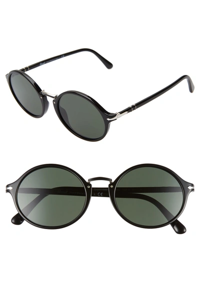 Persol 53mm Round Sunglasses - Matte Black Solid