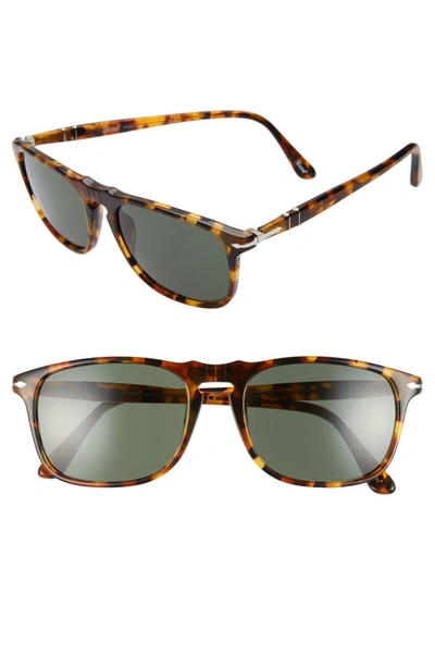 Persol 54mm Square Sunglasses In Brown Tortoise/ Green Solid