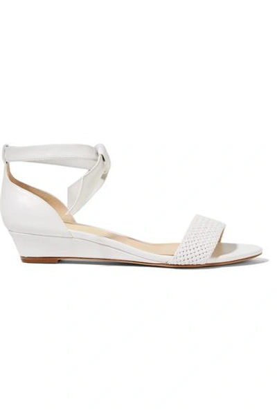 Alexandre Birman Atenah Bow-embellished Leather Wedge Sandals In White