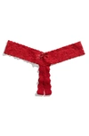 Hanky Panky After Midnight Signature Lace Open-panel Low-rise Thong In Red