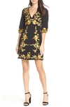 Foxiedox Melia Embroidered Cocktail Dress In Black/ Honey