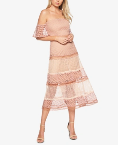 Bardot Kristen Off The Shoulder Lace Midi Dress In Rose