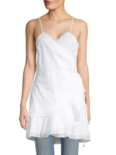 Kisuii Ruffle Cotton Wrap Dress In White