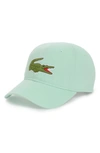 Lacoste 'big Croc' Logo Embroidered Cap - Green In Aspera