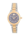 Versace Polished Bicolor Bracelet Watch In Brown Gold