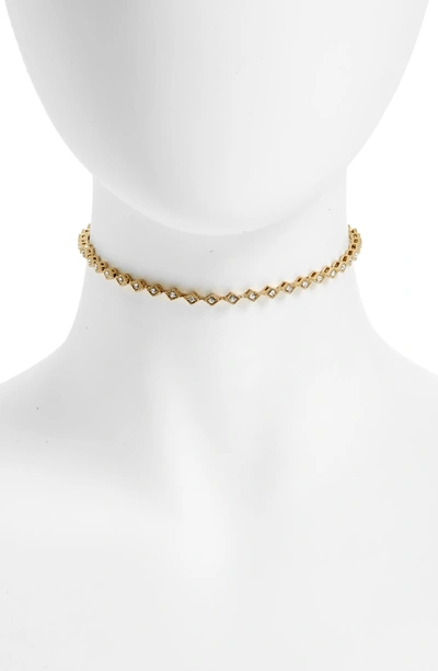 Luv Aj Crystal Cubic Zirconia Choker Necklace In Gold