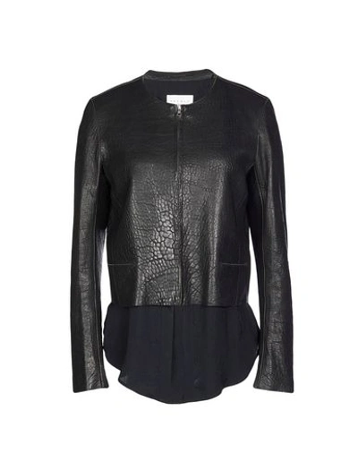 Sandro Leather Jacket In Black