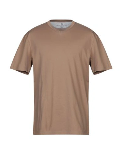 Brunello Cucinelli T-shirts In Camel