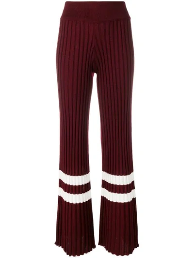 Golden Goose Stripe Trim Trousers In Burgundy