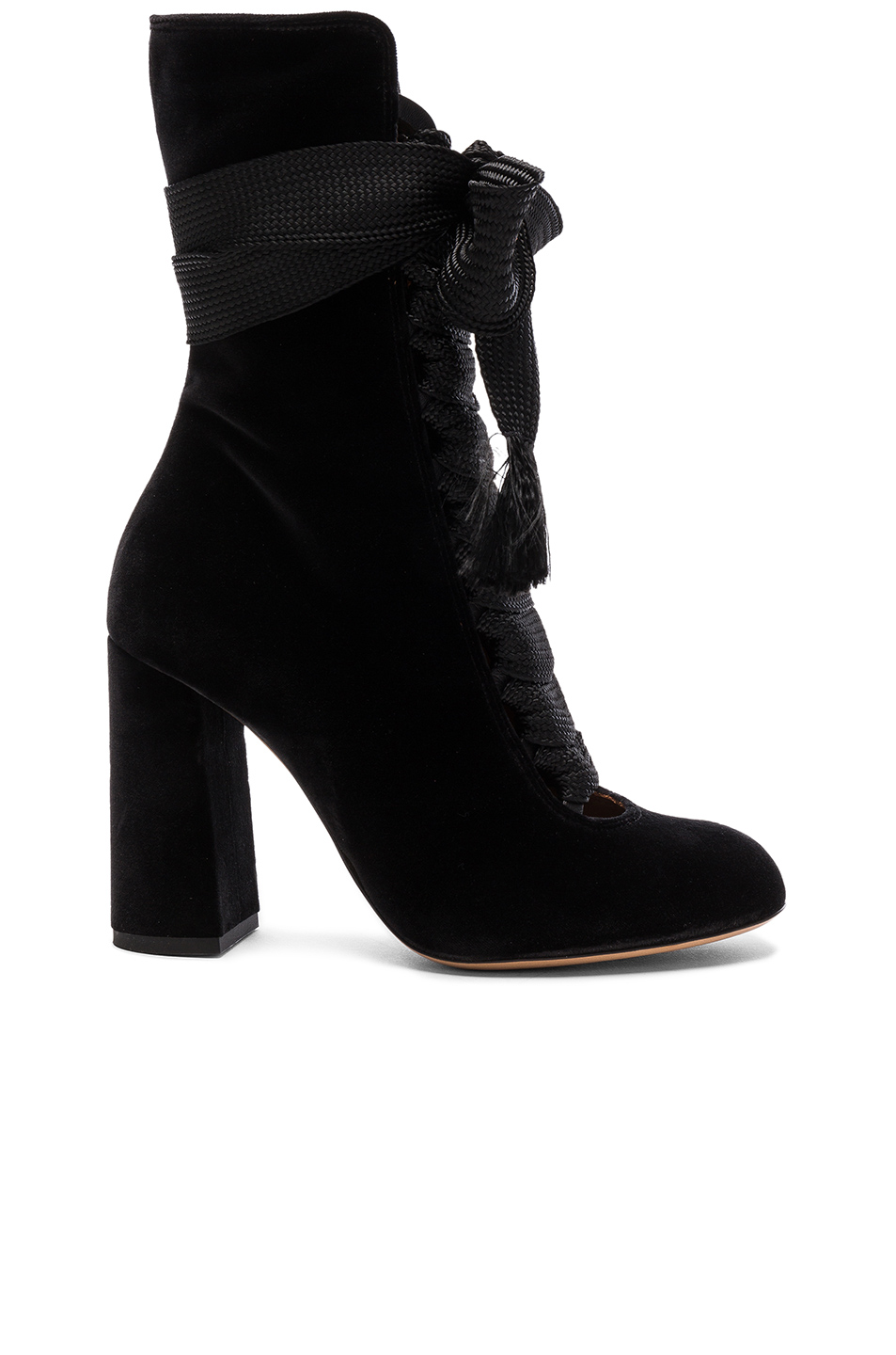 ChloÉ Velvet Harper Lace Up Boots In Black | ModeSens