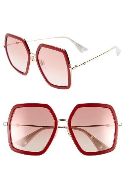 Gucci 56mm Sunglasses - Shiny Endura Gld/pk Grad Mir