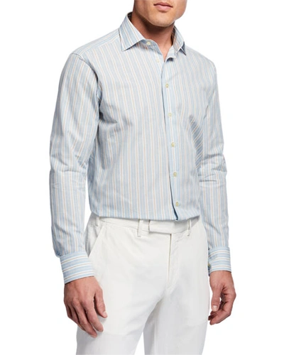 Etro Multicolored Check Sport Shirt In Blue