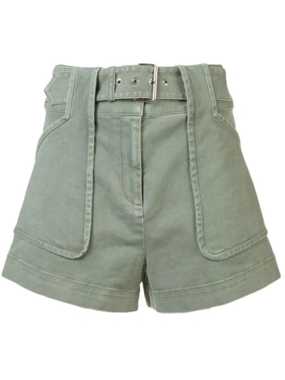 Derek Lam 10 Crosby Belted Patch-pocket Utility Shorts In Fatigue