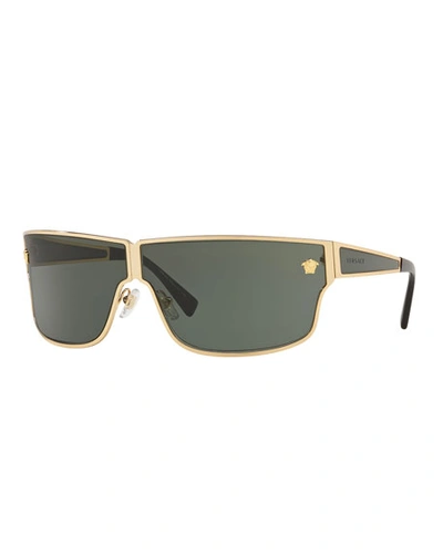 Versace Women's Shield Sunglasses, 72mm In Gold/green