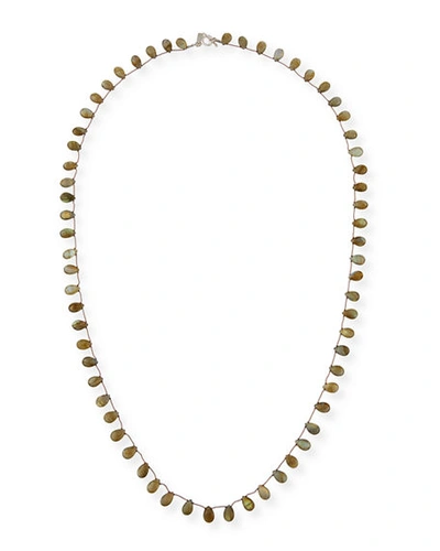 Margo Morrison Long Teardrop Stone Necklace, 36"l In Green Metallic