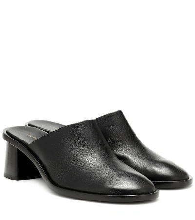 The Row Teatime Clog Leather Mules In Black