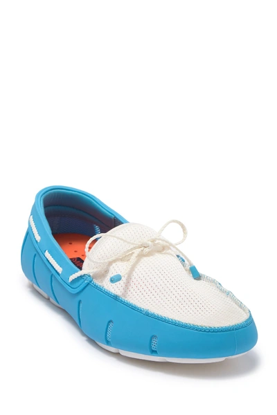 Swims Men's Mesh & Rubber Braided-lace Boat Shoes, Norse Blue/white