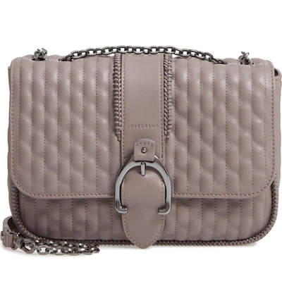 Longchamp Small Leather Crossbody Bag - Grey