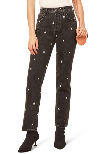 Reformation Cynthia High Waist Relaxed Jeans In Daisy Black