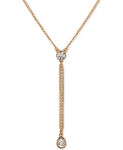 Dkny Gold-tone Crystal Lariat Necklace, 16" + 3" Extender