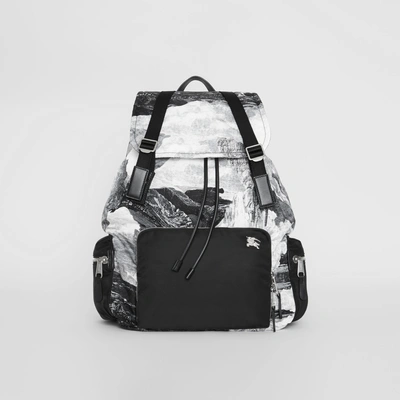 Burberry The Extra Large Rucksack In Dreamscape Print In Black/white